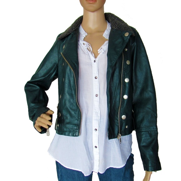 Jolt Jackets & Blazers - Jolt Faux Leather Sherpa Double Breast Zip Jacket